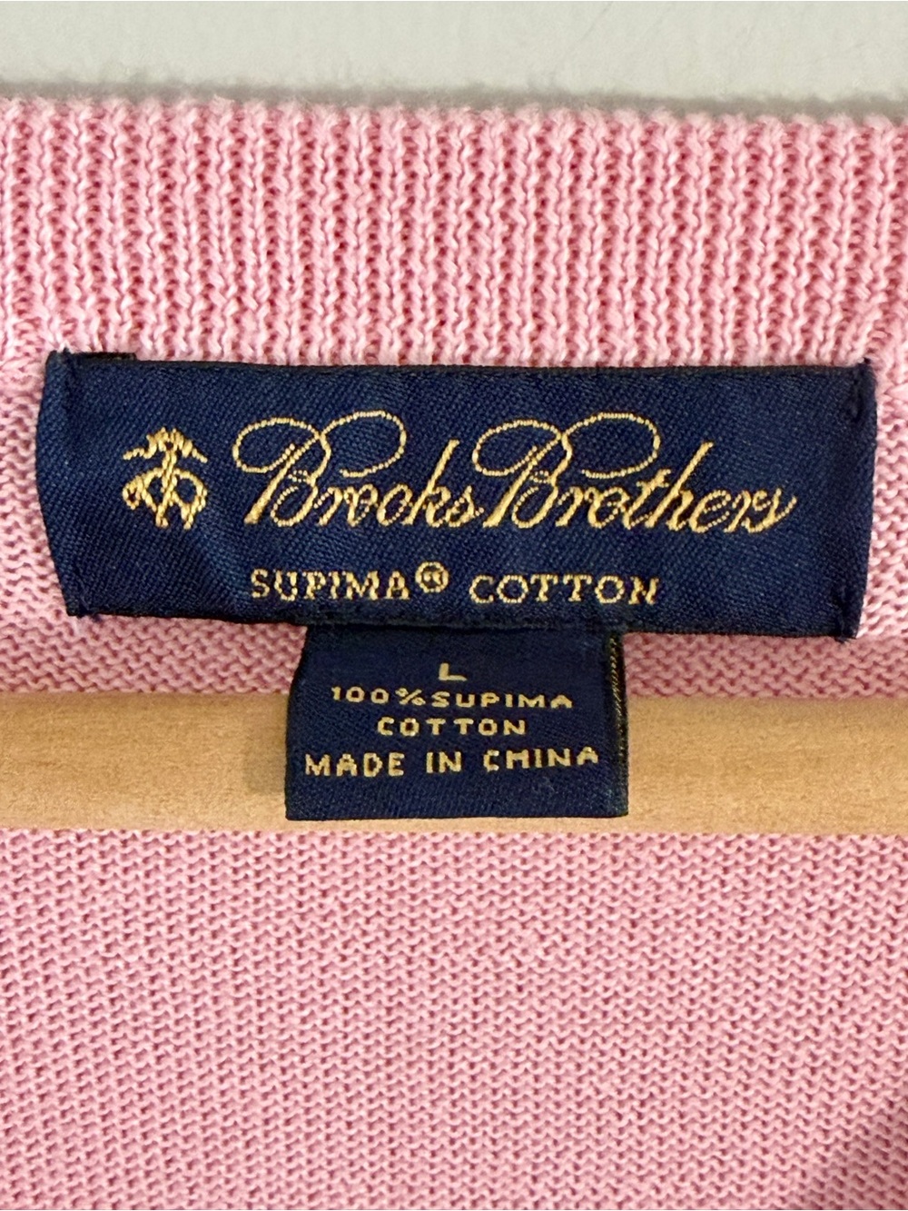 Brooks Brothers Mens L Supima Cotton Sweater Pink V Neck Pullover Preppy - Picture 5 of 10